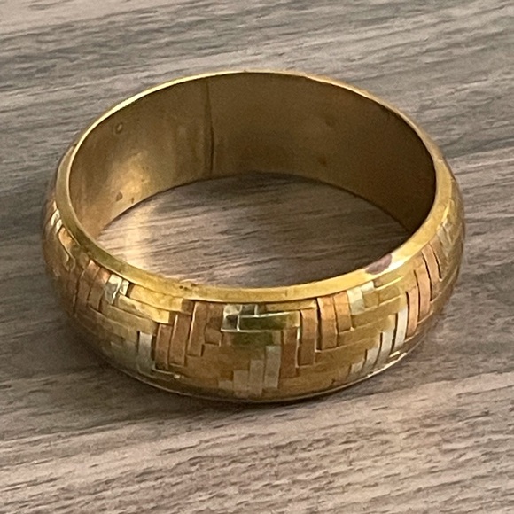 Vintage Metal Abstract Brass Bracelet - Picture 2 of 4